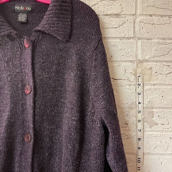 Style&CO Oversized Cozy Purple Cardigan XL - Picture 3 of 9